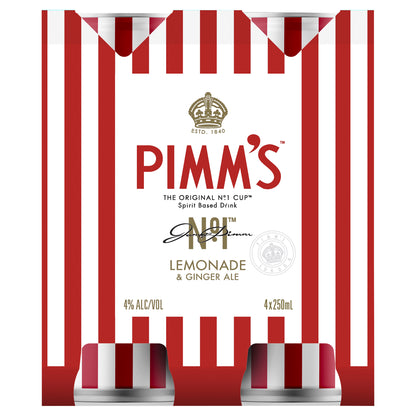 Pimms & Lemonade 4% Can 250ml 1/4pk