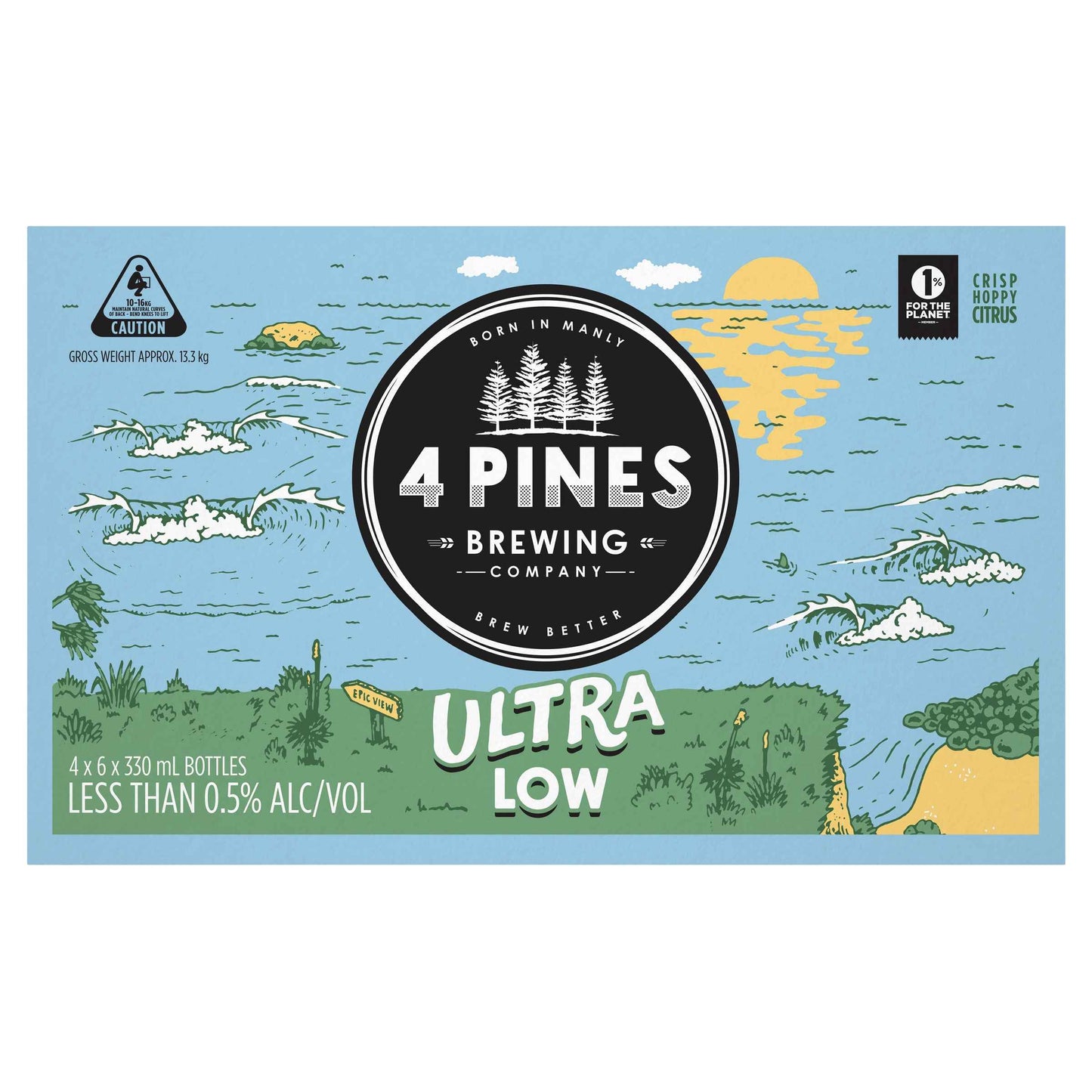4 Pines Ultra Low Beer 0.9% 330ml Bottle