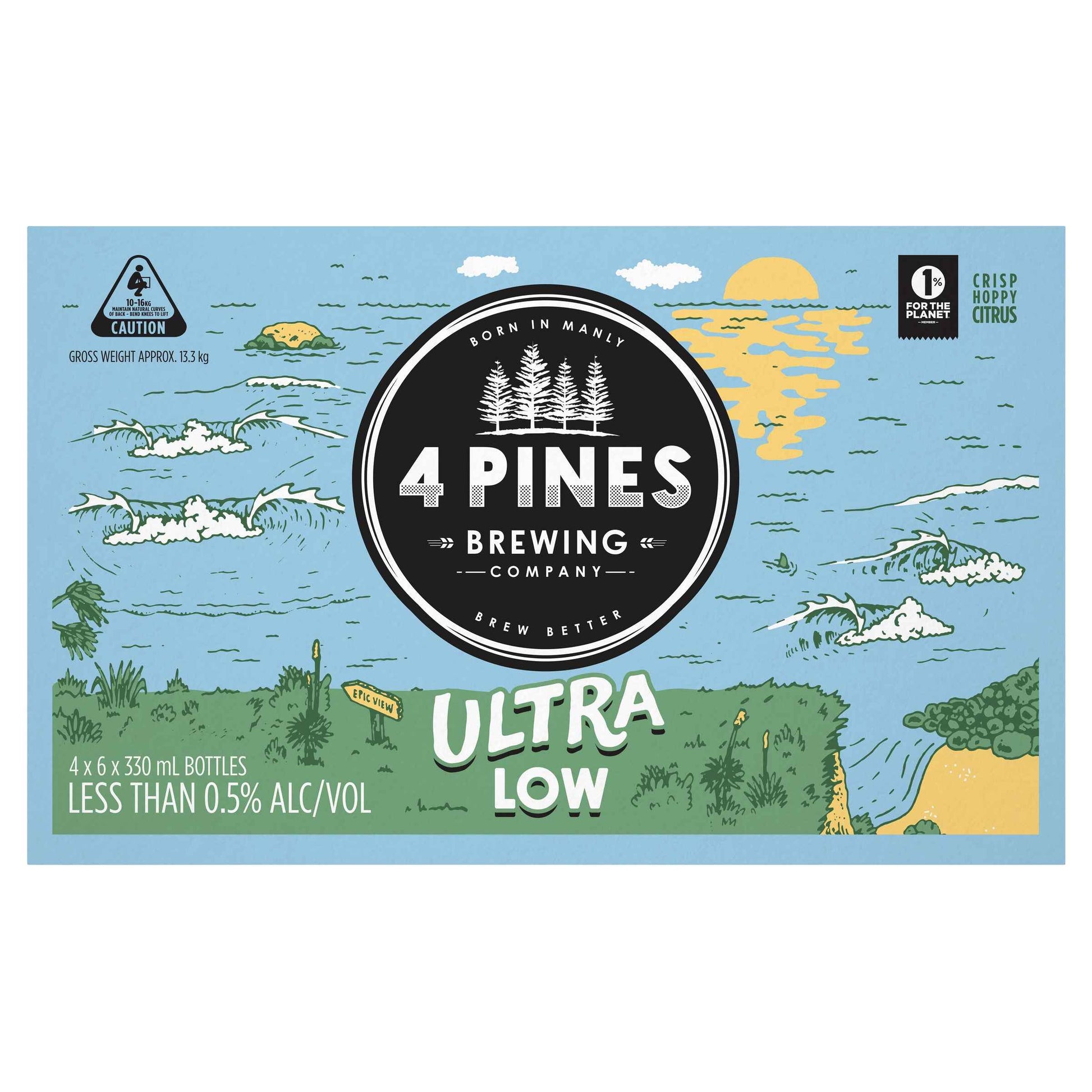 4 Pines Ultra Low Beer 0.9% 330ml Bottle