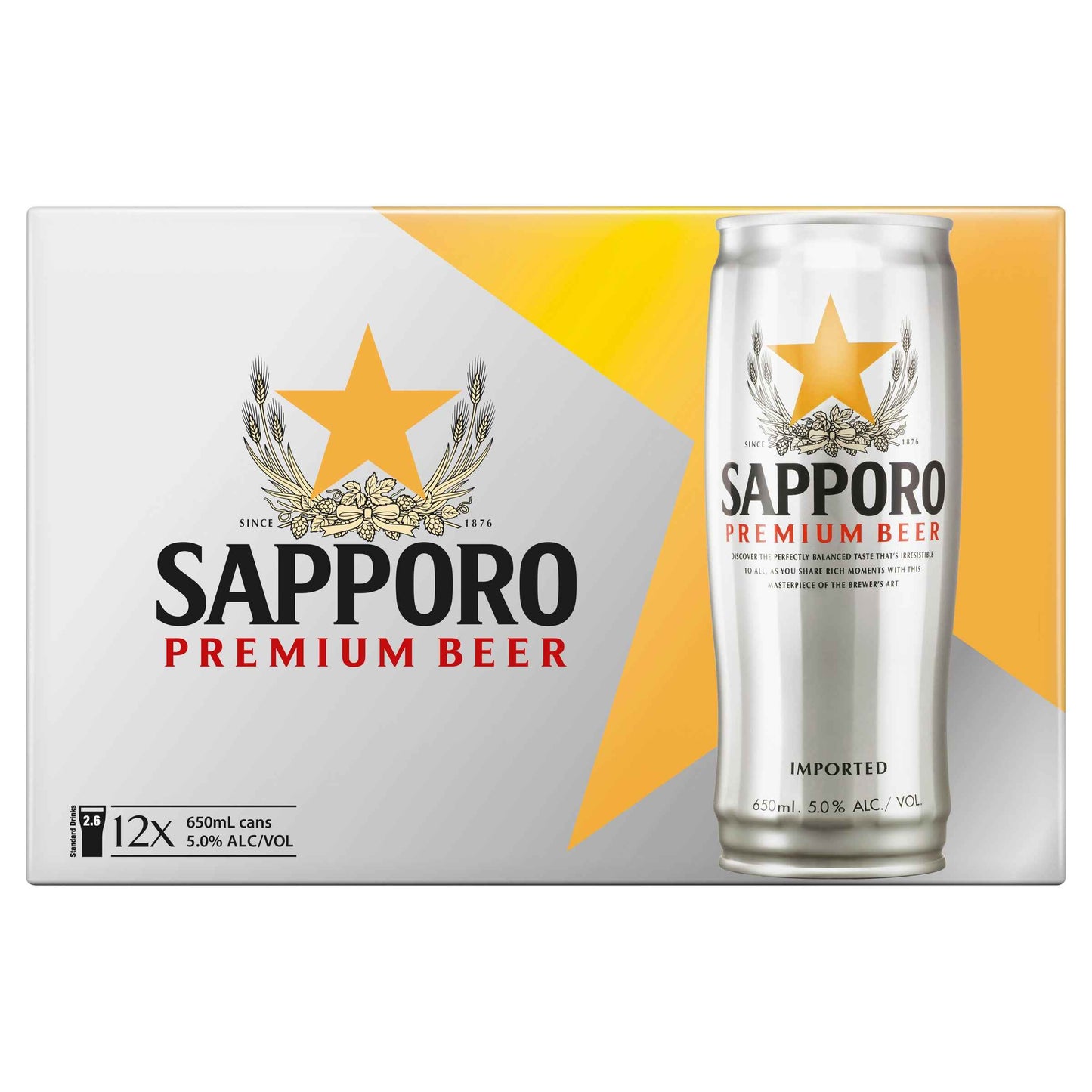 Sapporo Premium Beer 5% 650ml Can