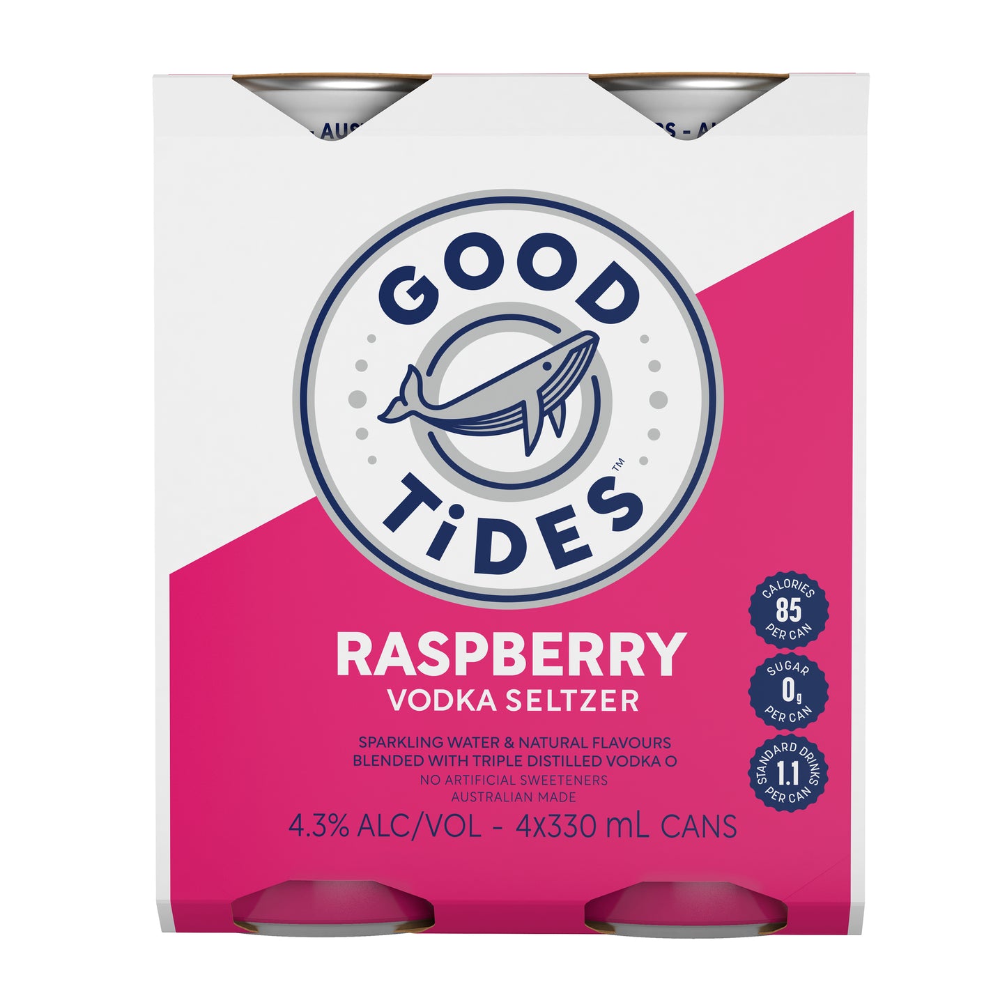 Good Tides Raspberry Seltzer 4.3% Can 330ml 1/4pk