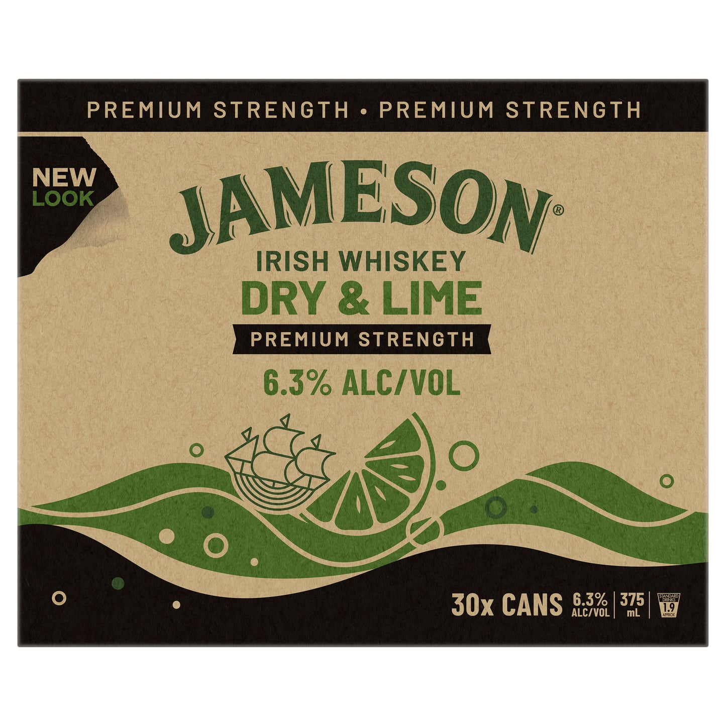 Jameson Dry & Lime 6.3% 375ml Can 10 Pack