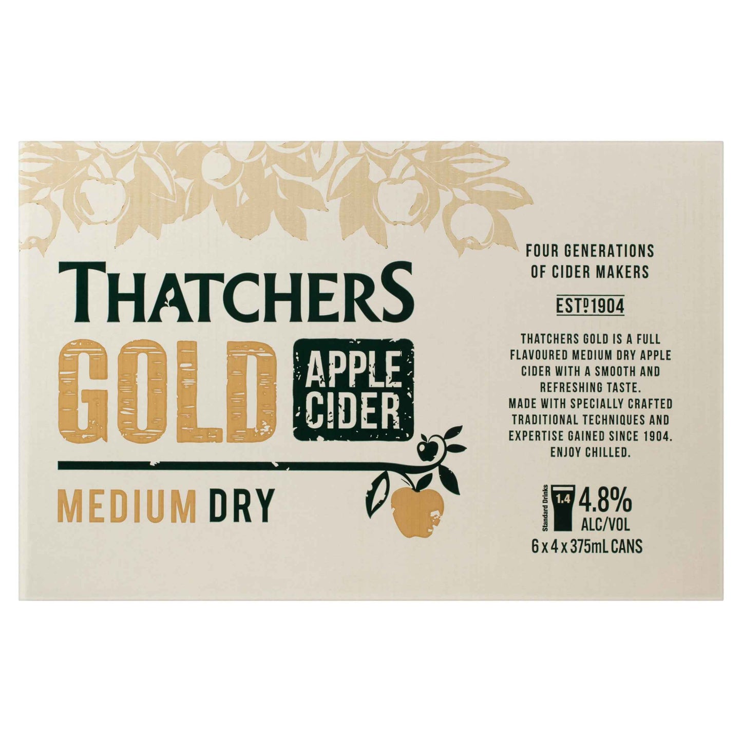 Thatchers Gold Medium Dry Cider 4.8% 375ml Can
