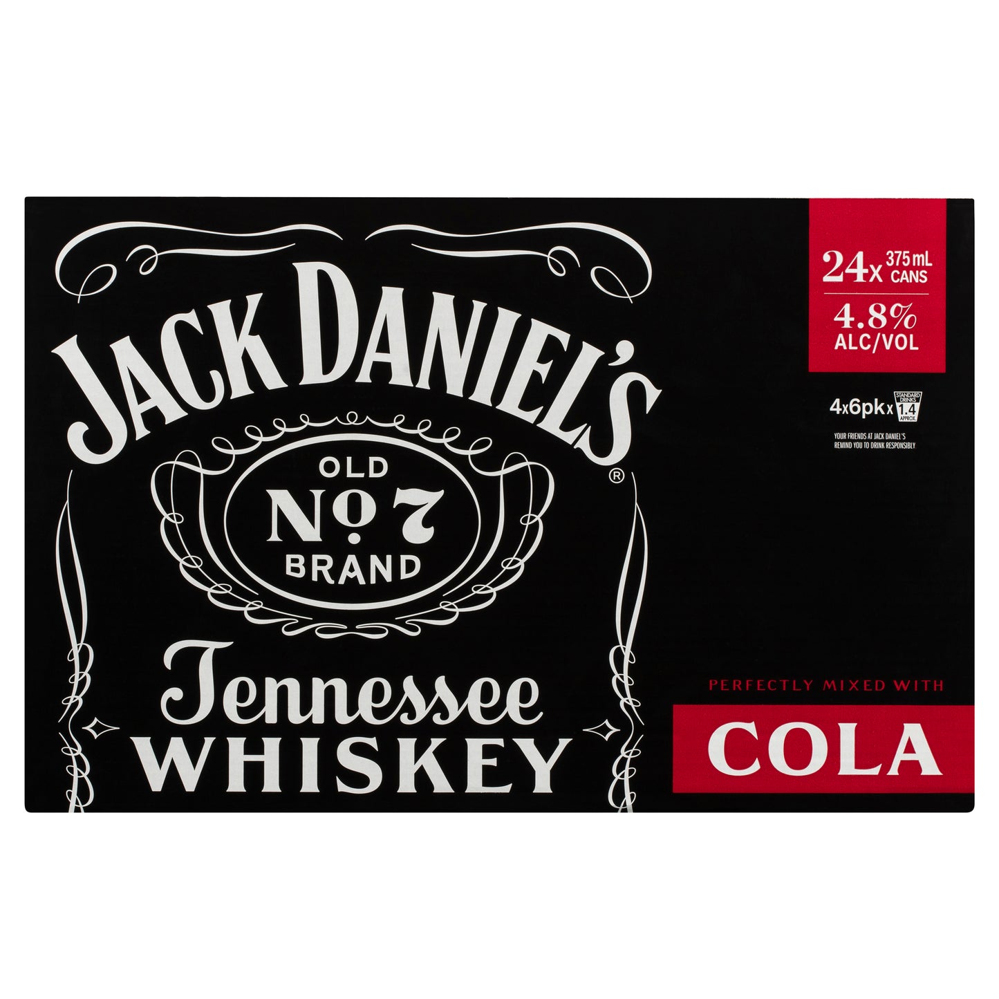 J/Daniel & Cola 4.8% Can 375ml 1/4pk
