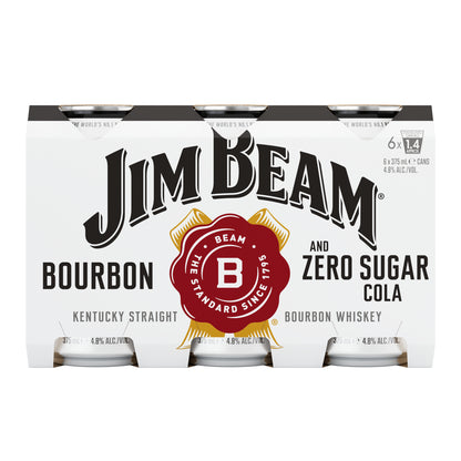 Jim Beam & Zero 4.8% Can 375ml 1/6pk