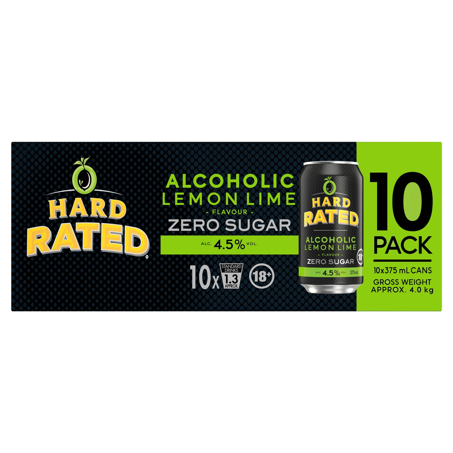 Hard Rated Zero Sugar Lemon Lime 4.5% 375ml Can