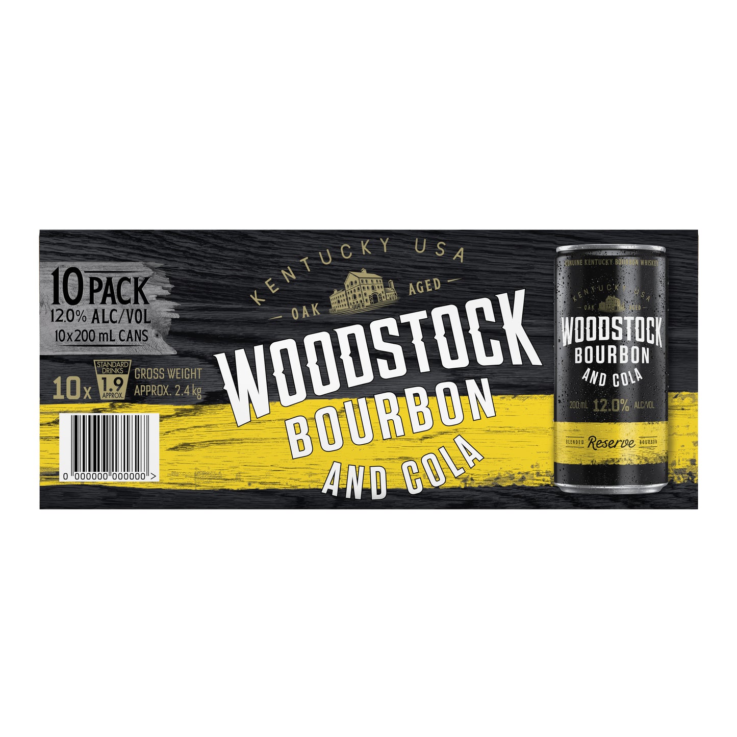Woodstock & Cola 12% 200ml Can 10 Pack