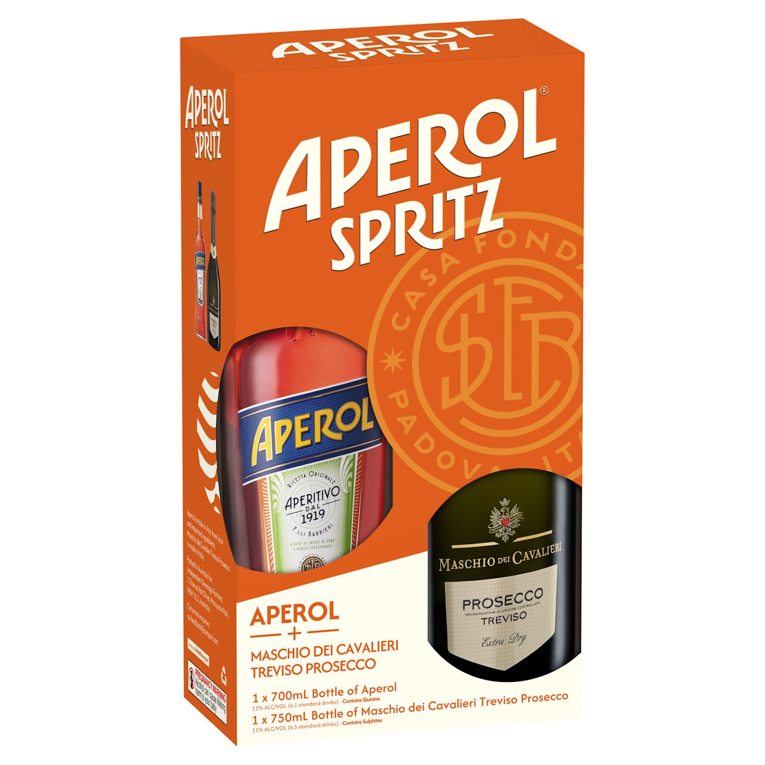 Aperol Aperitif & Maschio Prosecco Gift Pack 11% 700ml Bottle