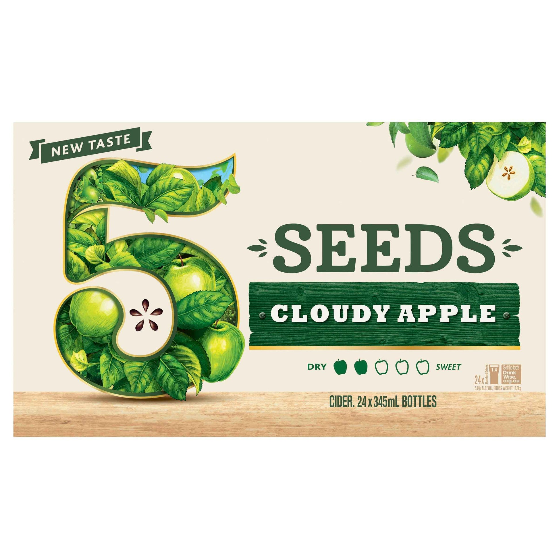 5 Seeds Cloudy Apple Cider 5% 345ml Bottle