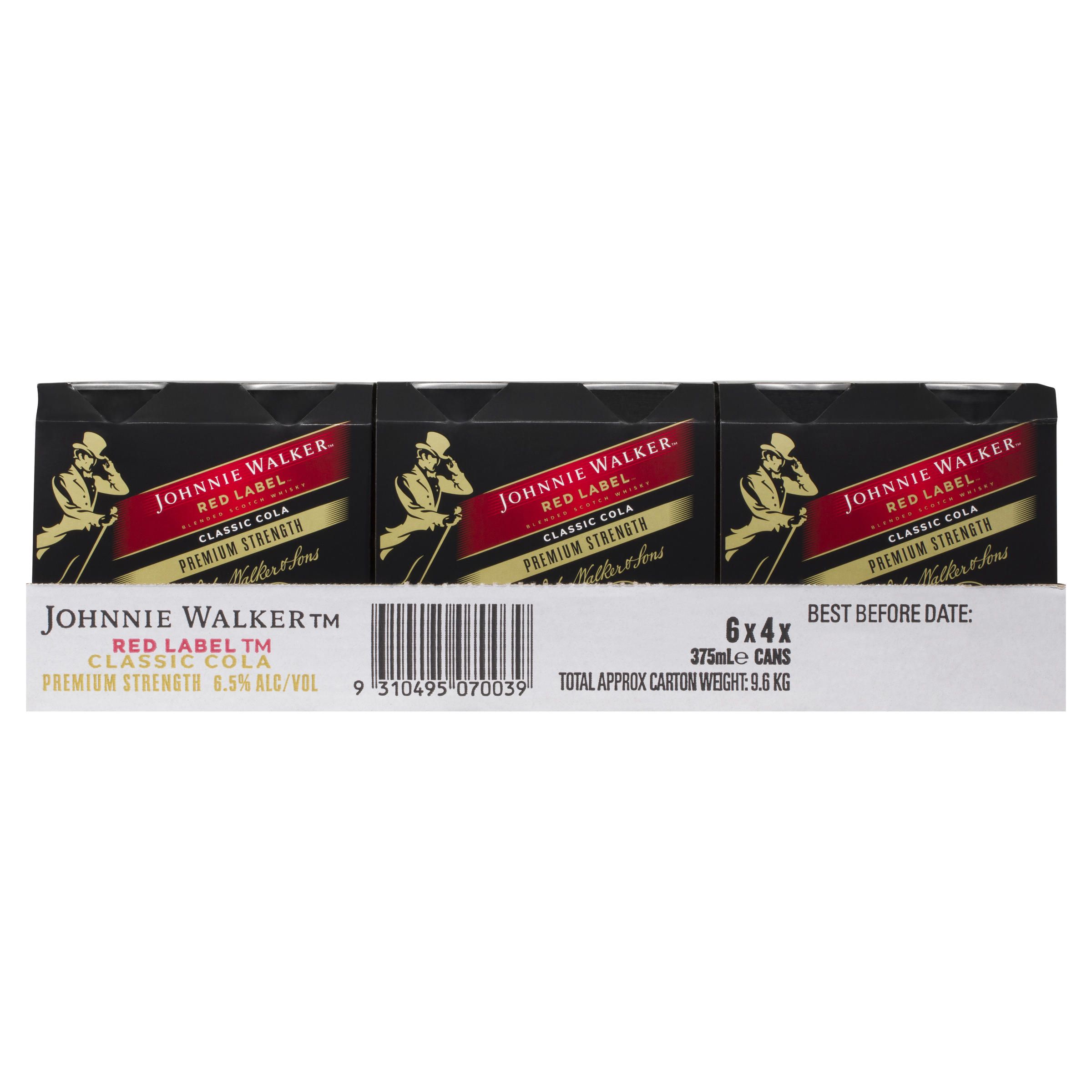 johnnie walker red label & classic cola premium serve 6.5% 24 x 375ml can