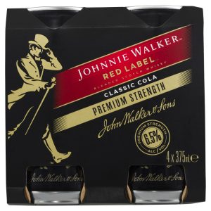 johnnie walker red label & classic cola premium serve 6.5% 4 x 375ml can