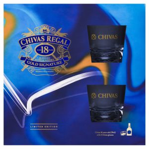 chivas regal 18yo gold signature scotch whisky 700ml + 2 glasses gift box