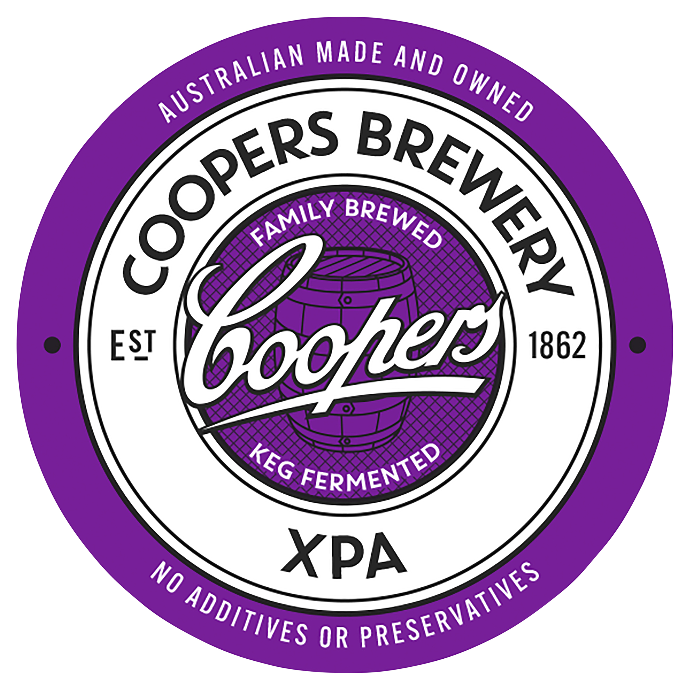 2520 coopers tap decal 97x97mm pacific pale ale fermented option
