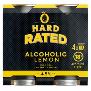 Hard Rated Alcoholic Lemon 4.5% 375ml Can 4 Pack