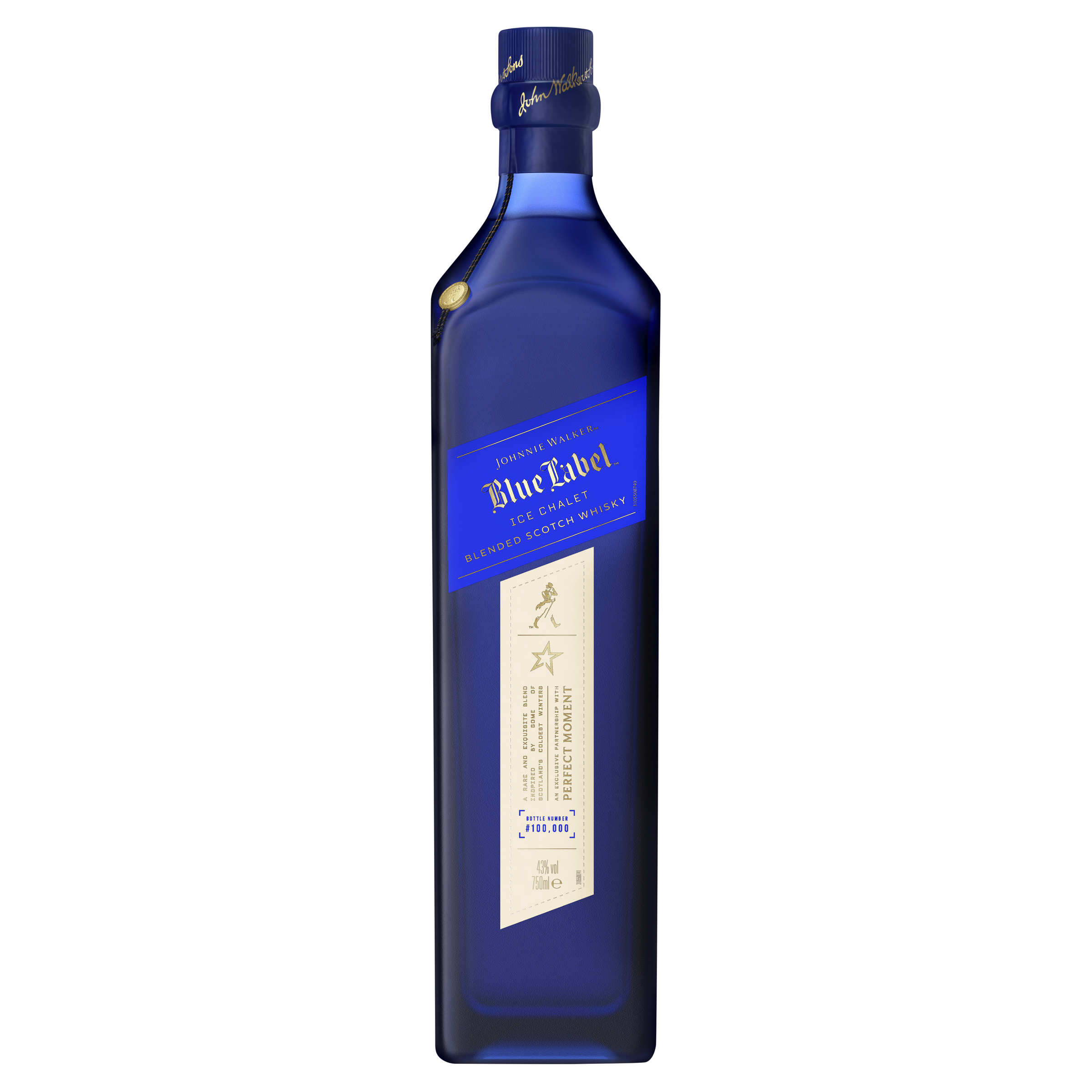 johnnie walker blue label ice chalet limited edition blended scotch whisky in luxurious reversible bag 750ml