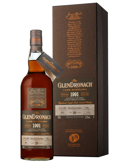 the glendronach 29yo single malt scotch whiskey cask strength #7708 700ml