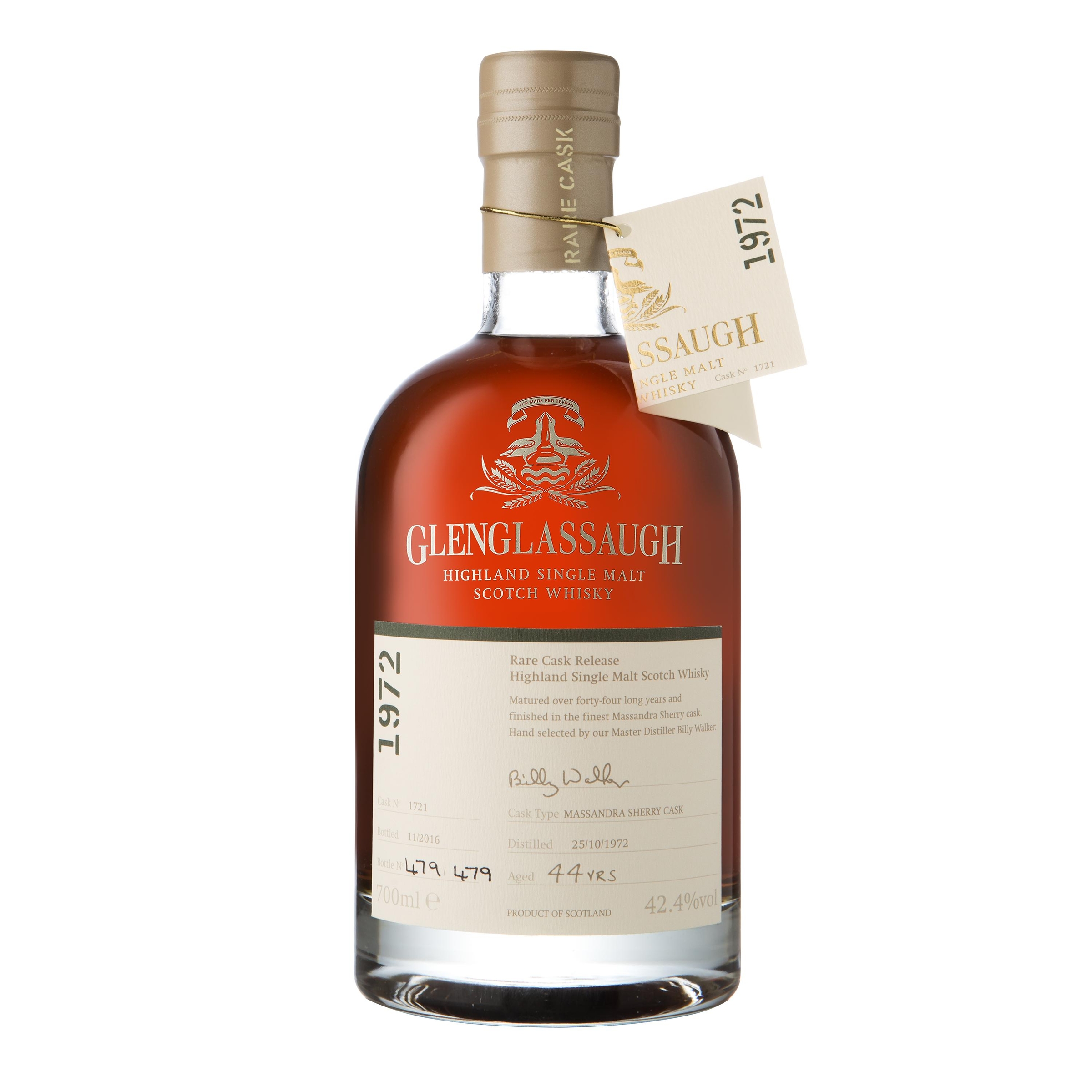 glenglassaugh 44yo single malt scotch whisky rare cask release 1972 #1721 700 ml