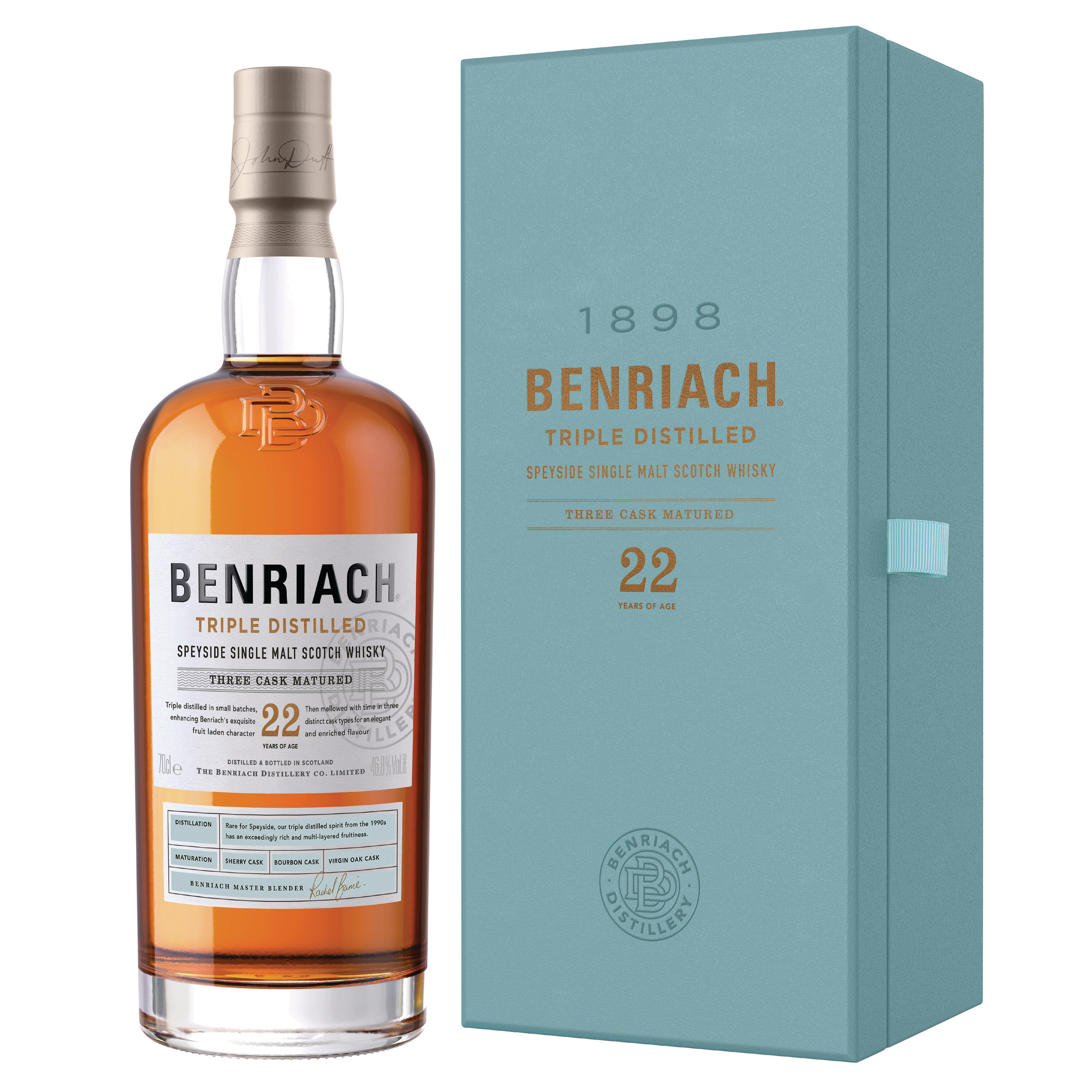 benriach triple distilled 22yo single malt scotch whisky 700 ml