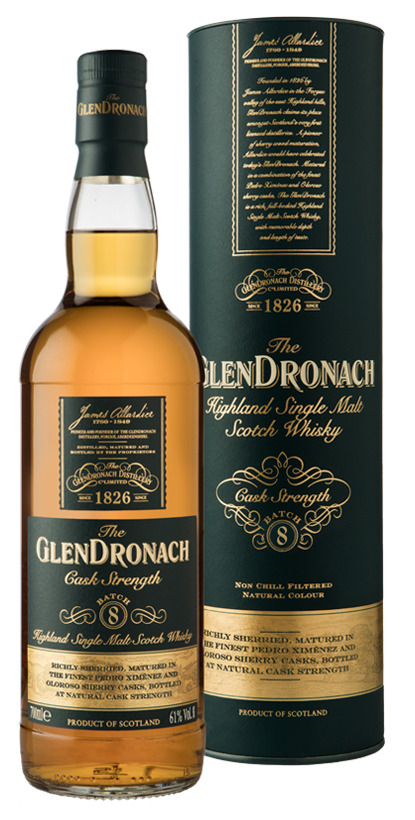 the glendronach single malt scotch whisky cask strength batch 8, 700ml