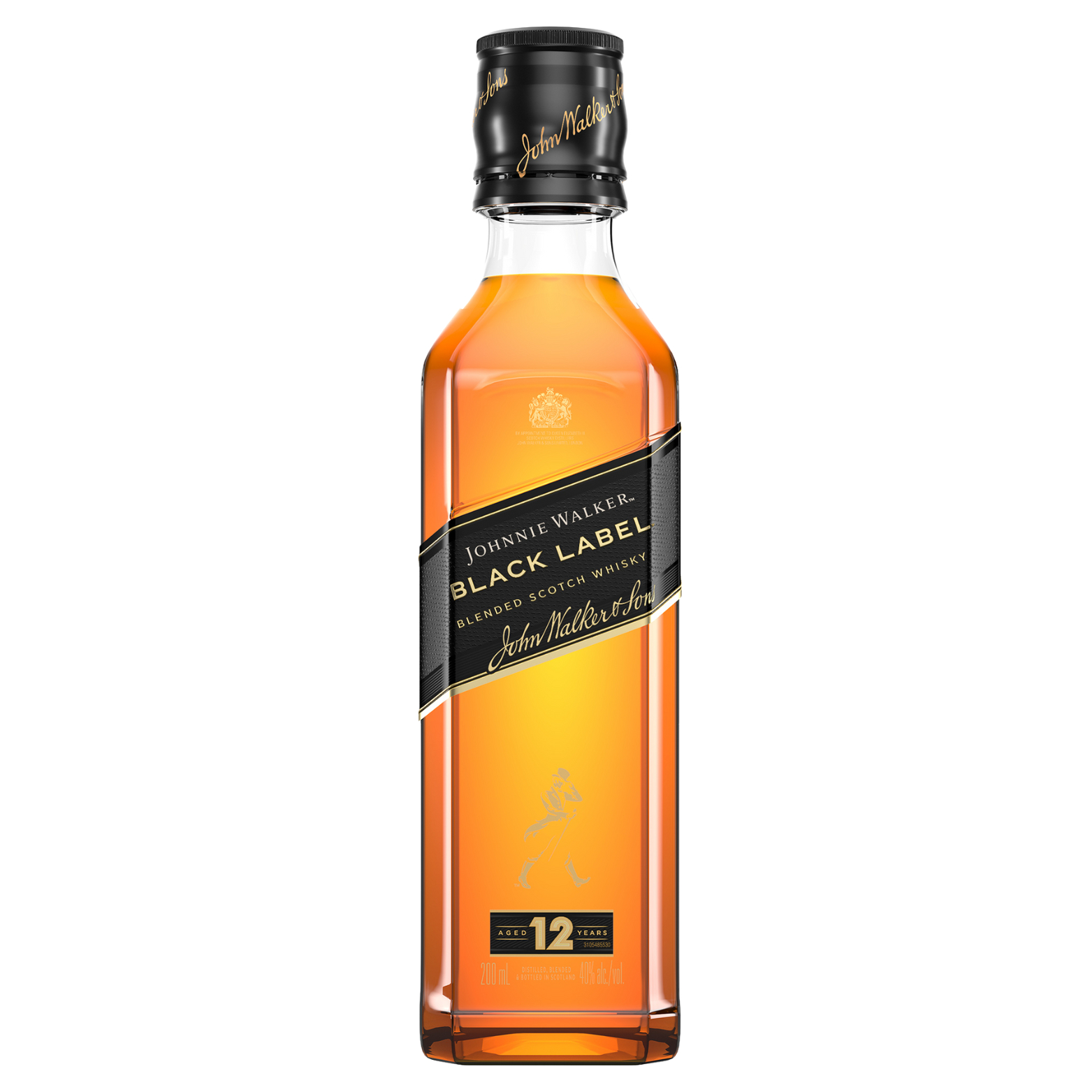 johnnie walker black label 12 year old blended scotch whisky 200ml