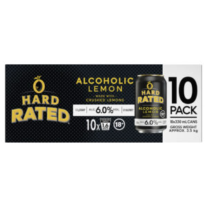 Hard Rated Alcoholic Lemon 6.0% 330ml Can 10 Pack