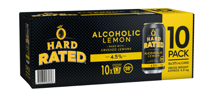 hard rated alcoholic lemon 4.5% 375ml can 10 pack