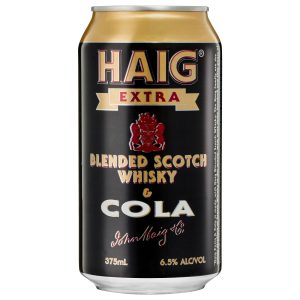 haig extra blended scotch whisky & cola 375ml