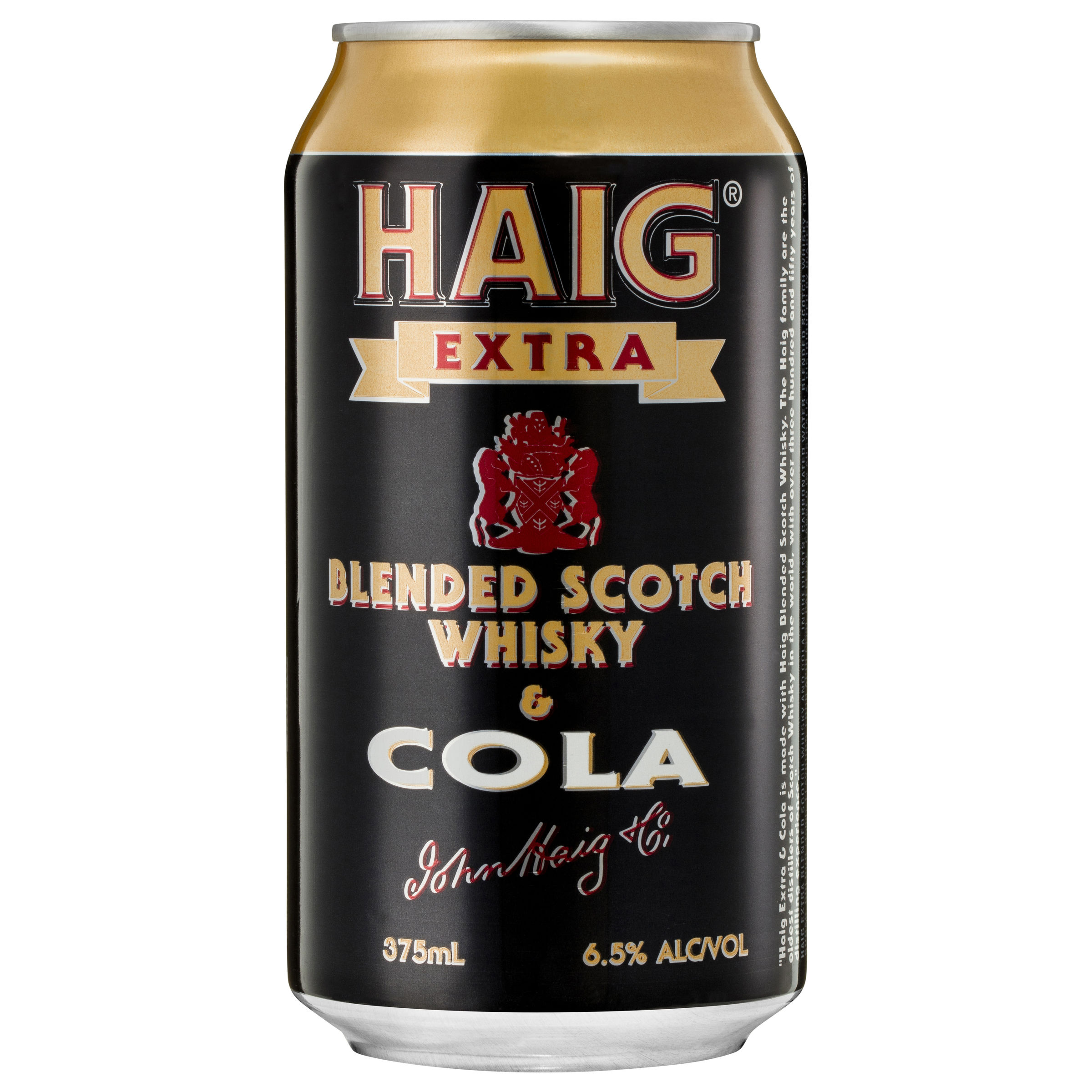 haig extra blended scotch whisky & cola 375ml