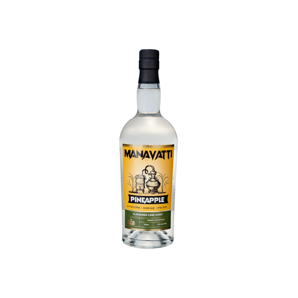 manavatti pineapple flavoured cane spirit 700ml front 1200x1200 crop center.png